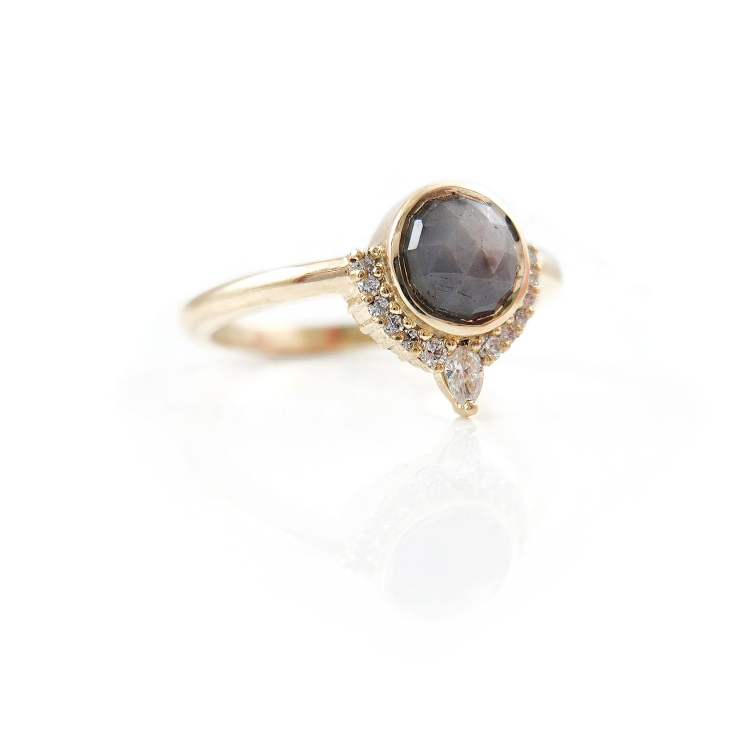 Grey Rose-Cut Sapphire with Lab Accents