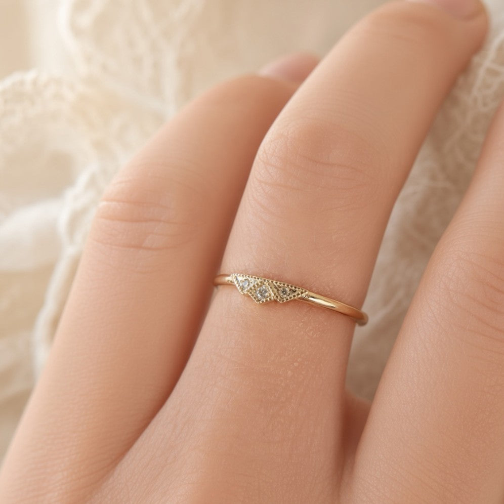 Dainty Lab-Grown Diamond & Milgrain Band
