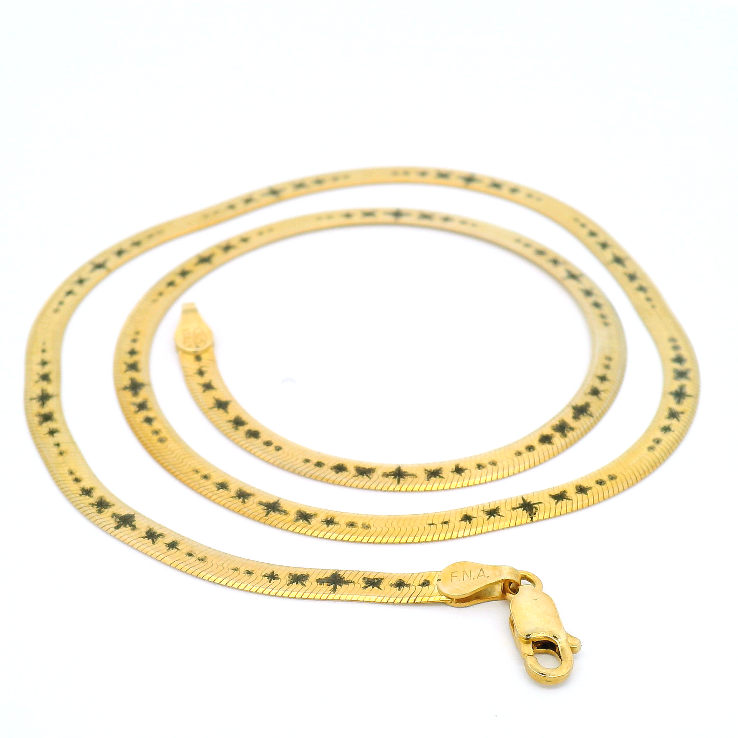 Celestial Stars Engraved Herringbone Necklace