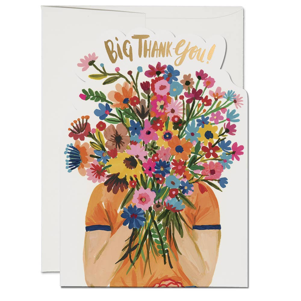 Face Full of Flowers Thank You Greeting Card