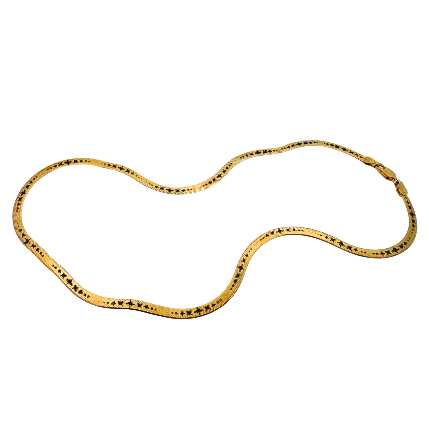 Celestial Stars Engraved Herringbone Necklace