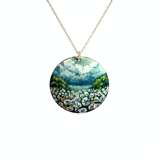 Painted Landscape Circle Pendant
