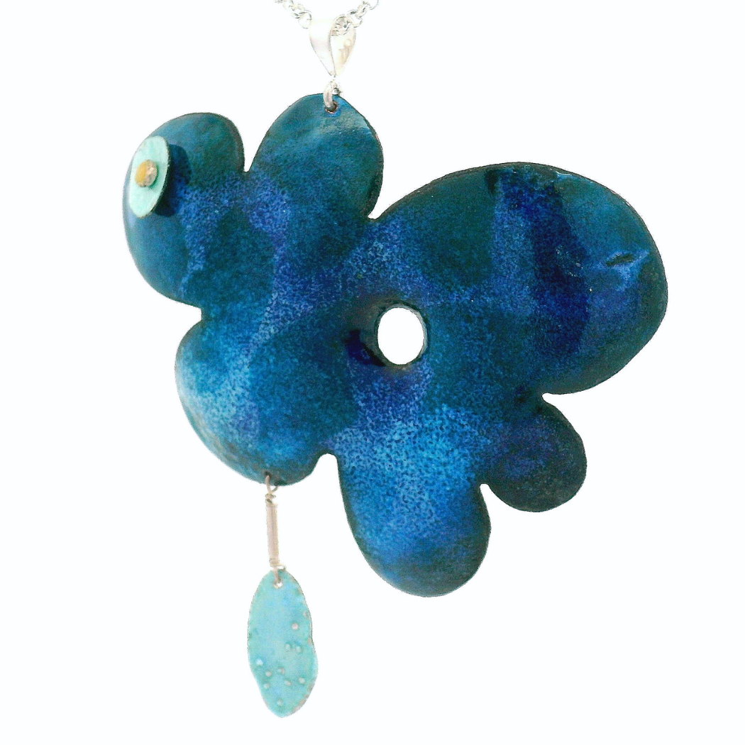 Enamel Rain Cloud Daisy Pendant