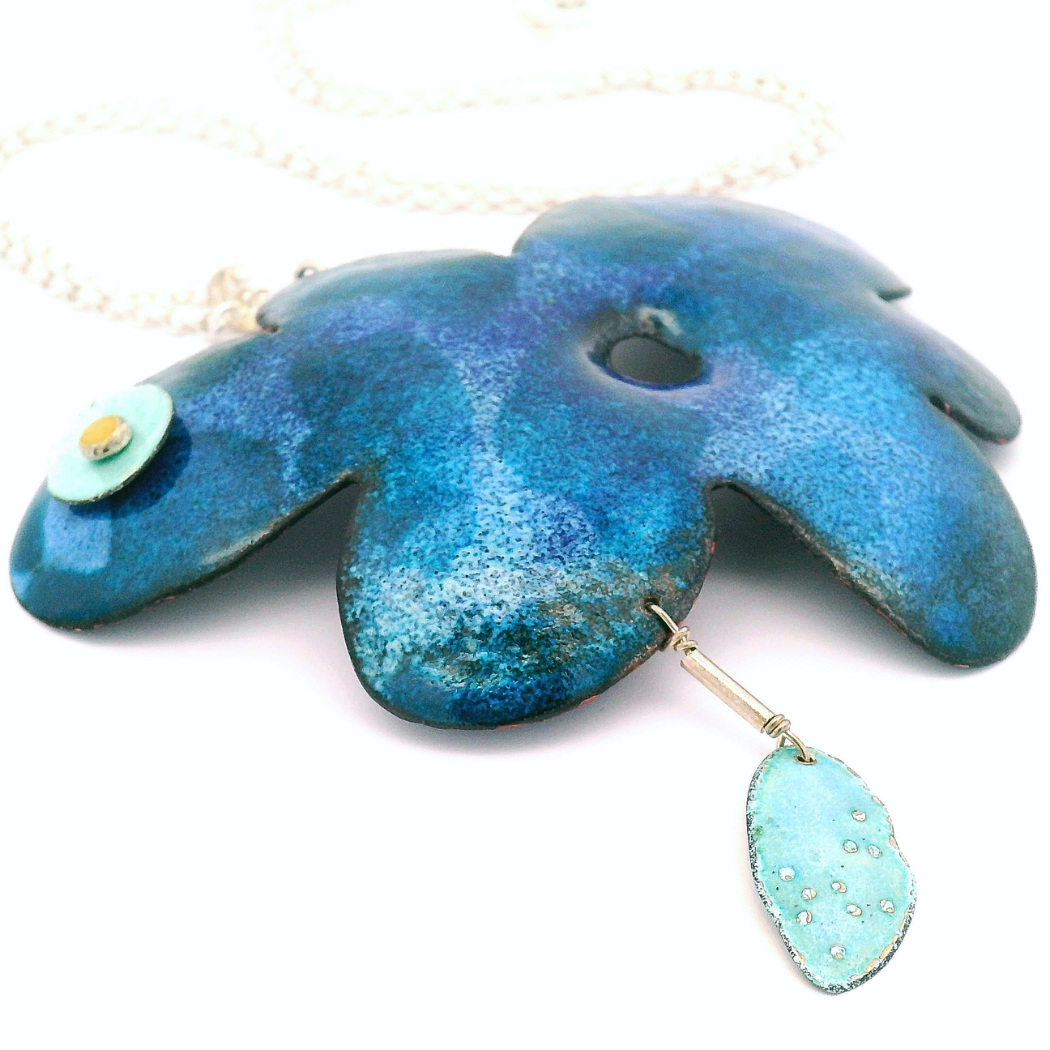 Enamel Rain Cloud Daisy Pendant