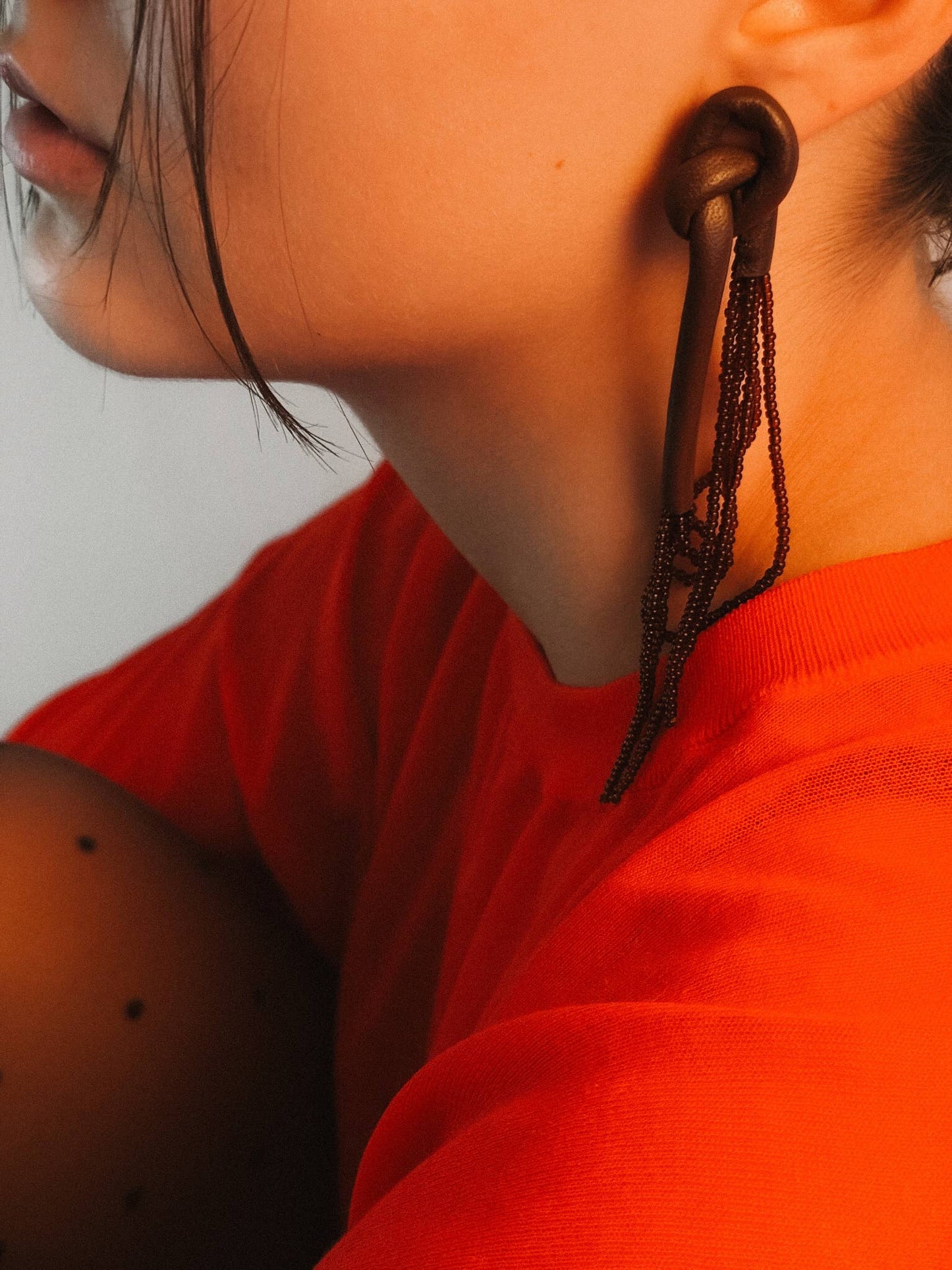 Espresso Knot Bead Strand Earrings
