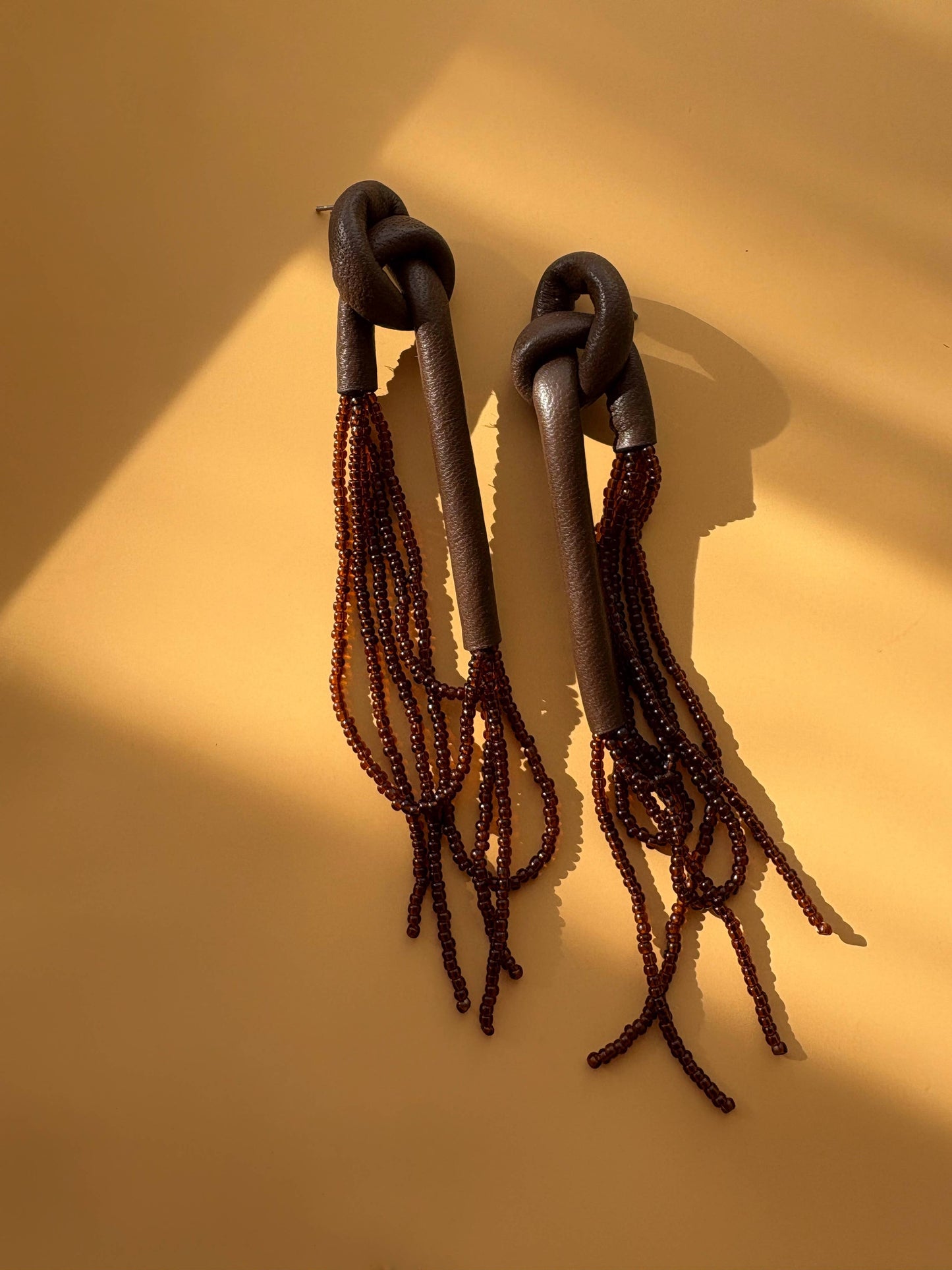 Espresso Knot Bead Strand Earrings