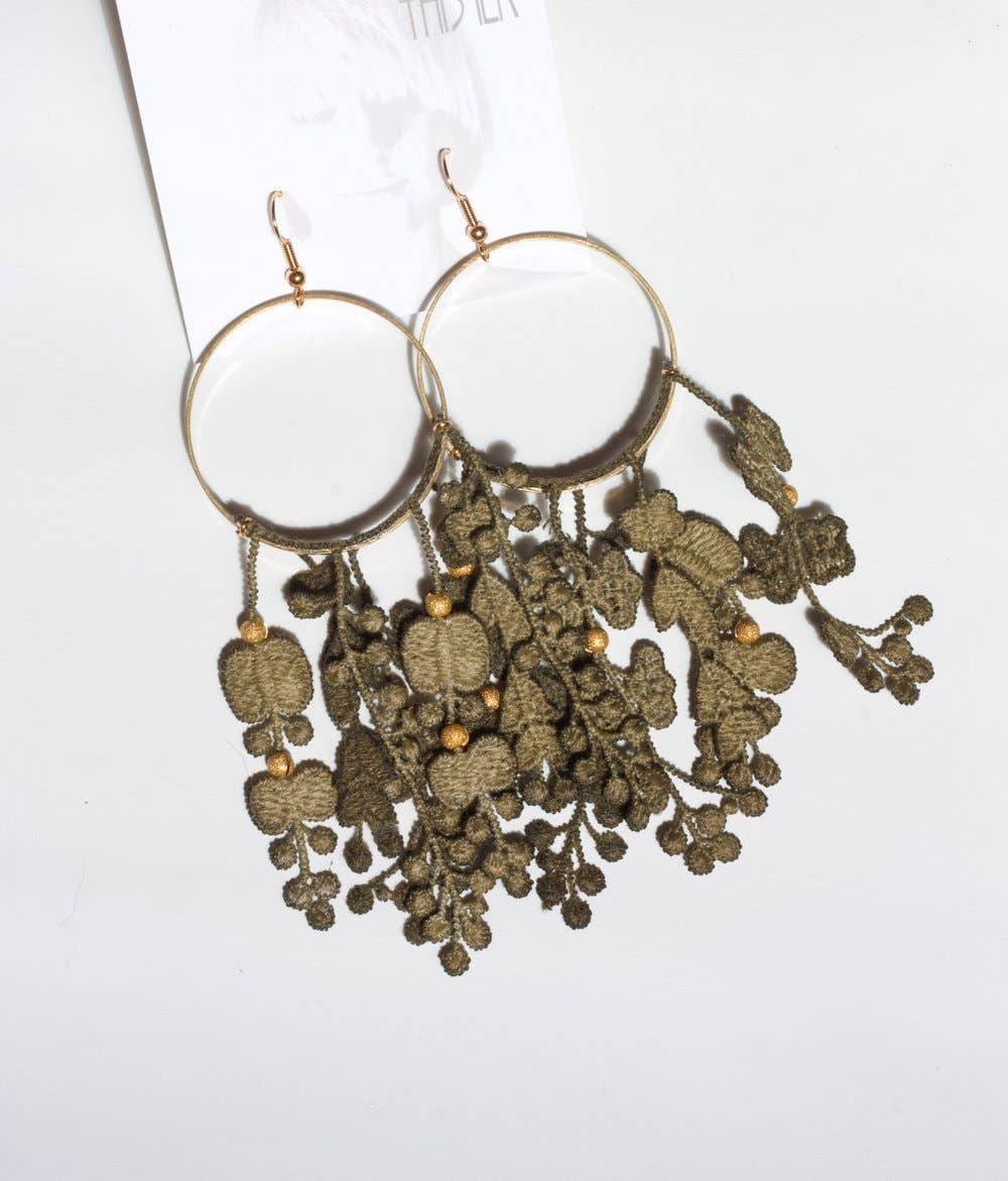 Fringe Floral Statement Earrings