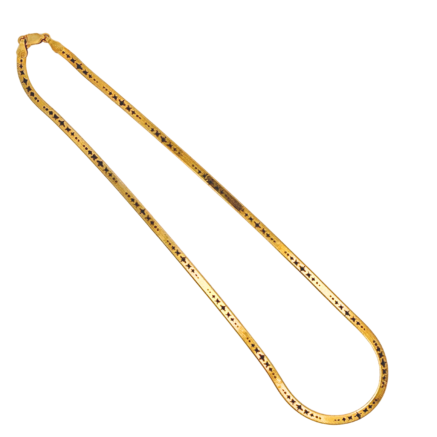 Celestial Stars Engraved Herringbone Necklace