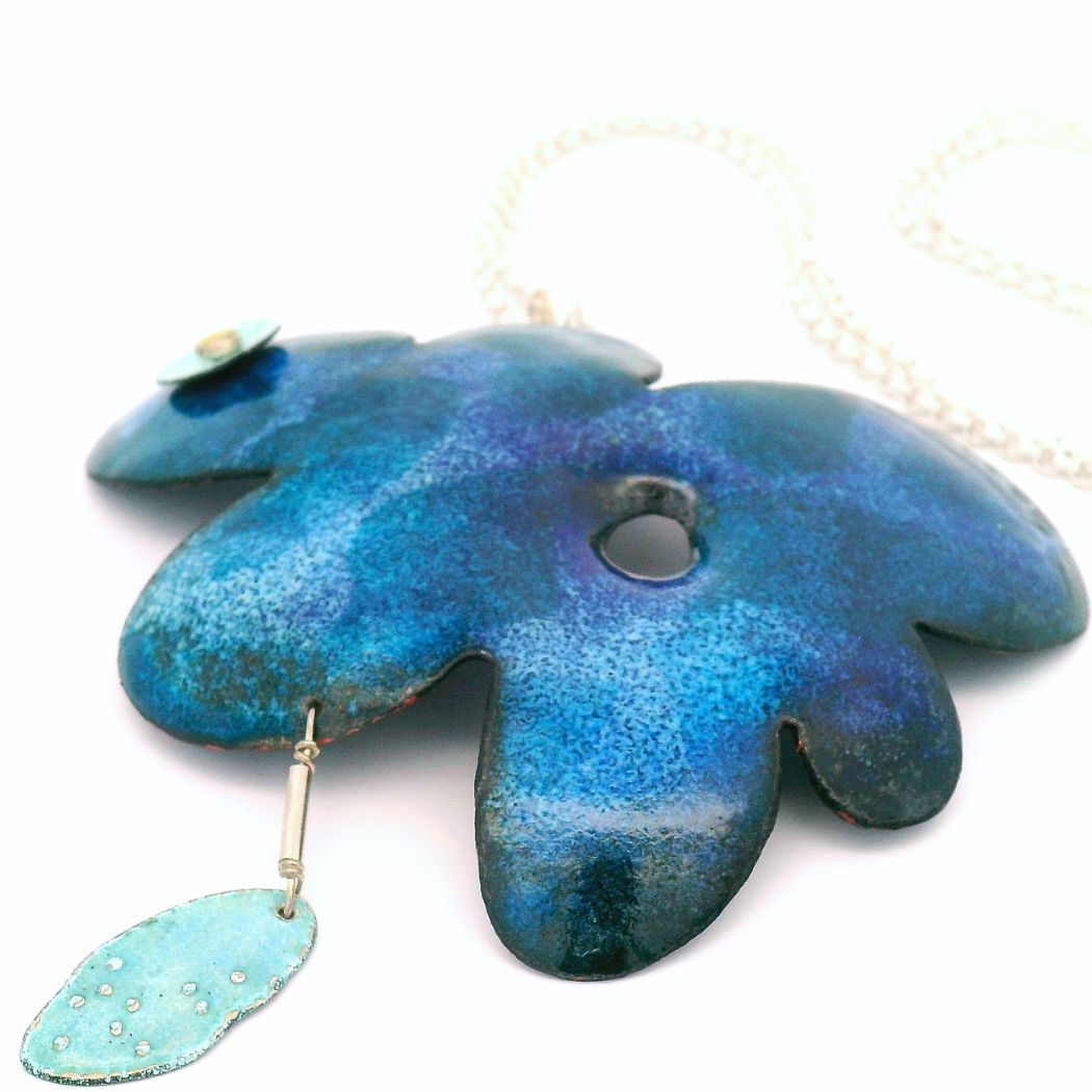 Enamel Rain Cloud Daisy Pendant