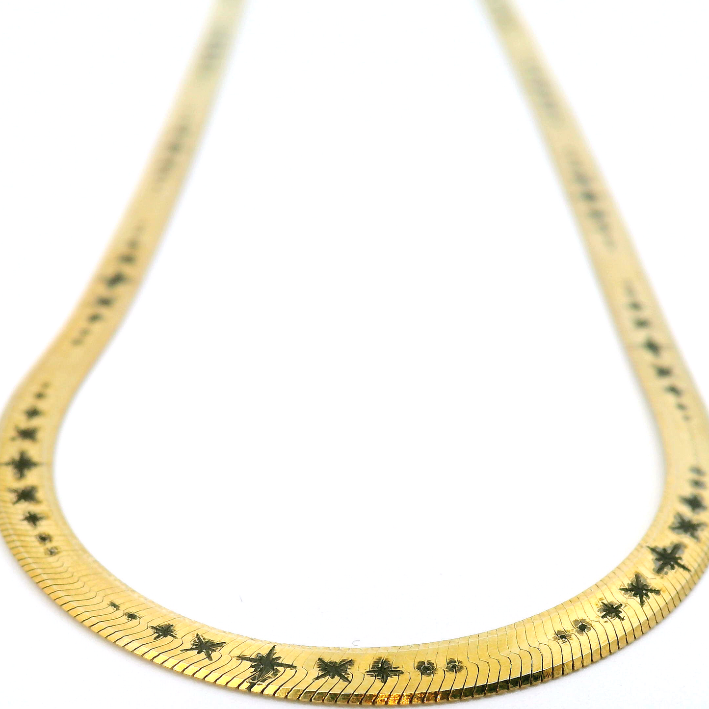 Celestial Stars Engraved Herringbone Necklace
