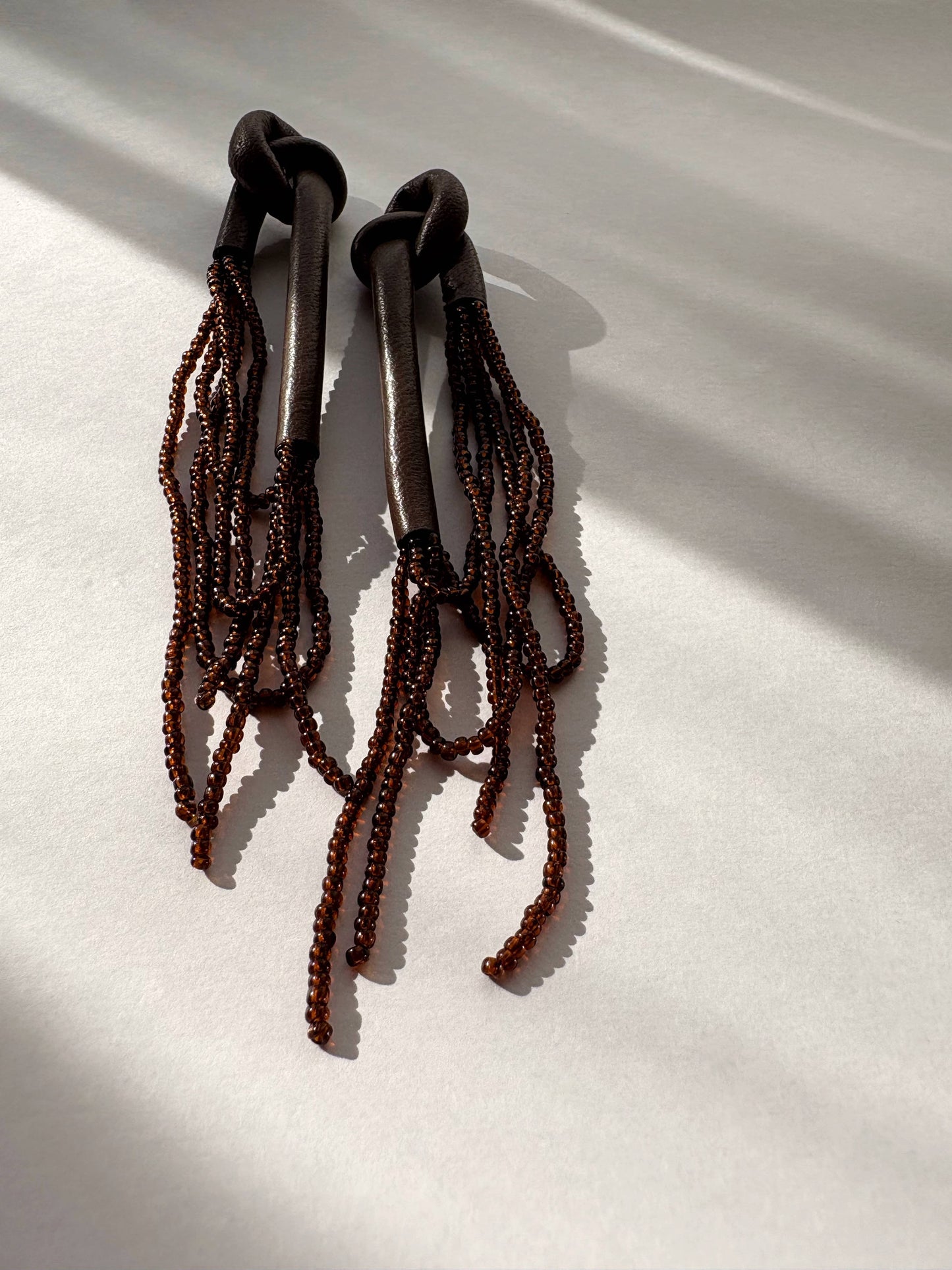 Espresso Knot Bead Strand Earrings