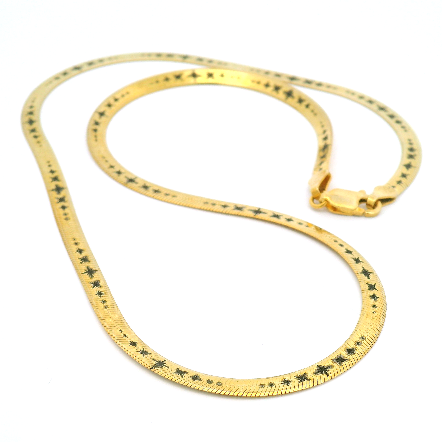 Celestial Stars Engraved Herringbone Necklace
