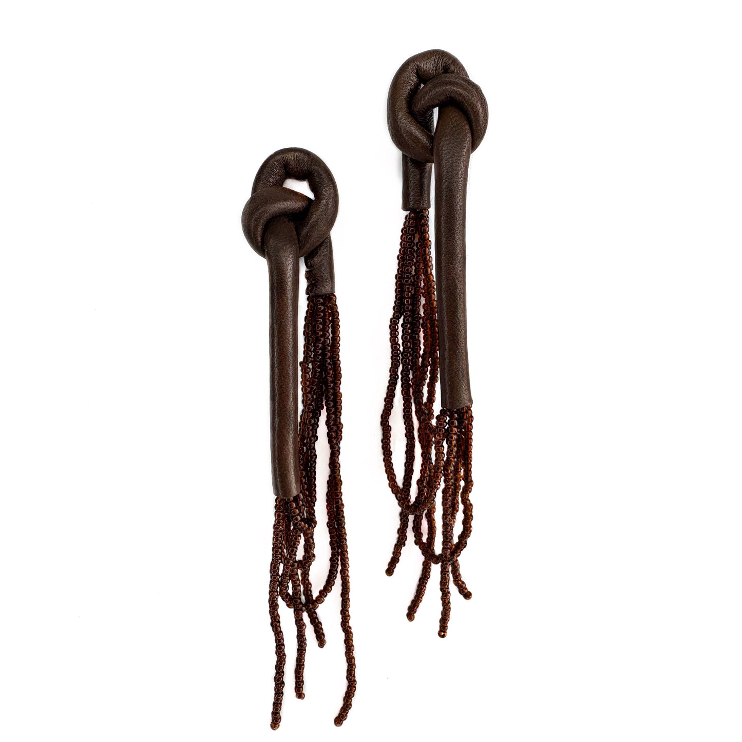 Espresso Knot Bead Strand Earrings