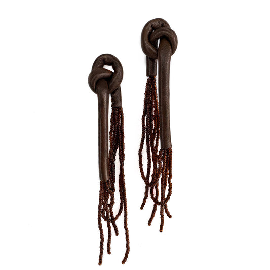 Espresso Knot Bead Strand Earrings