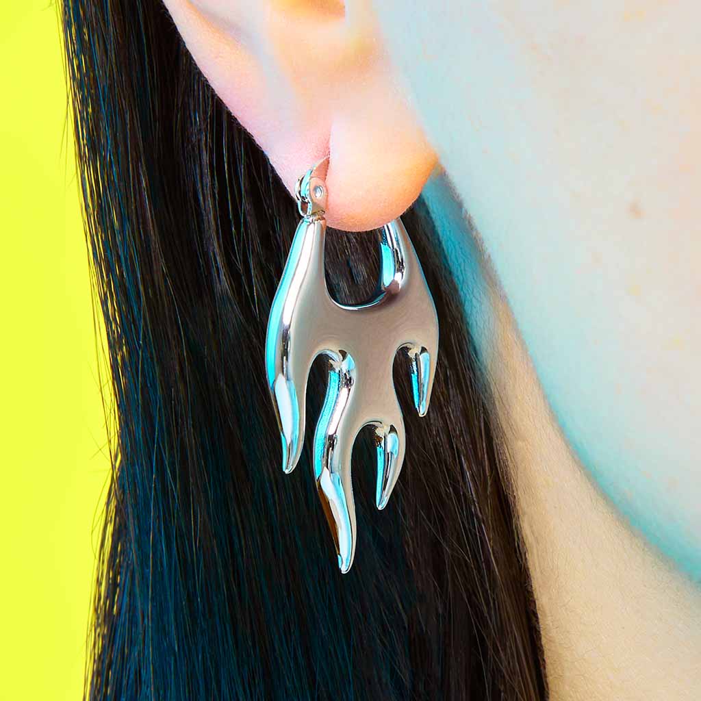 Silver Flame Earrings