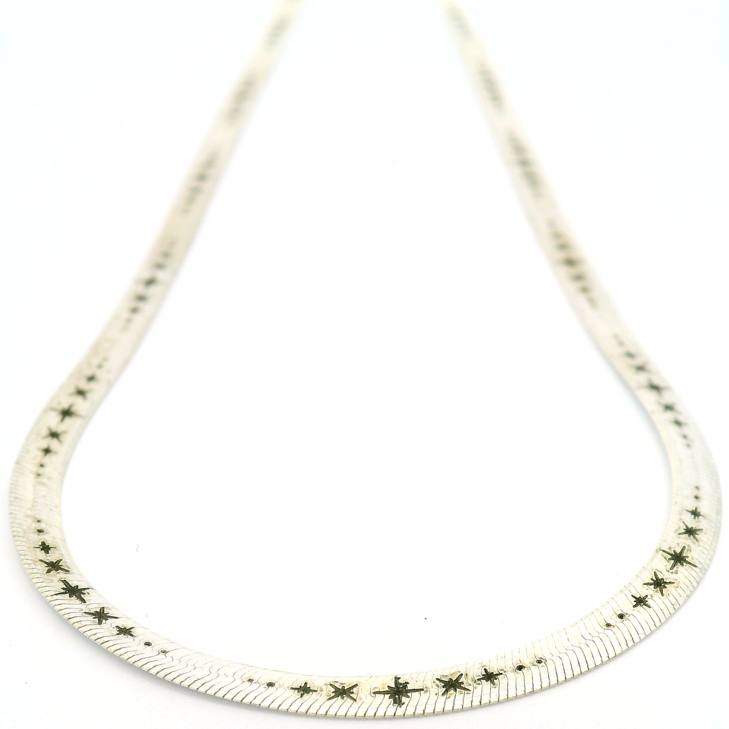 Celestial Stars Engraved Herringbone Necklace