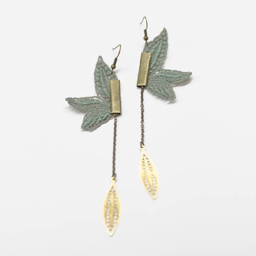 Floral Lace & Chain Earrings