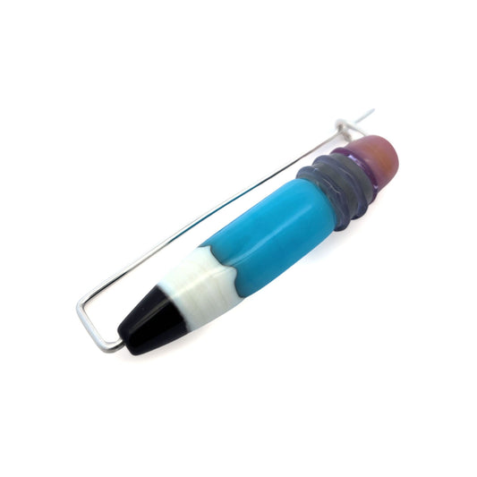 Blue Glass Pencil Brooch