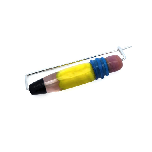 Neon Yellow Glass Pencil Brooch