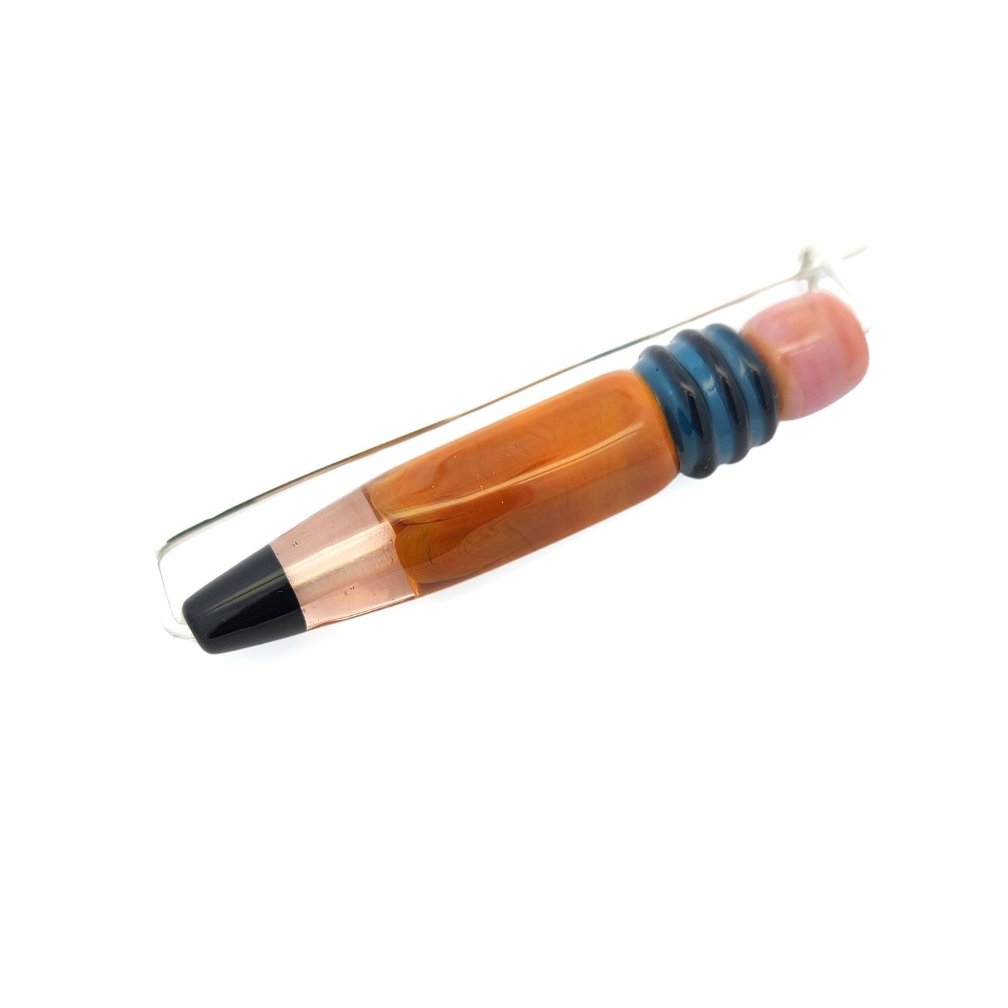 Orange Glass Pencil Brooch
