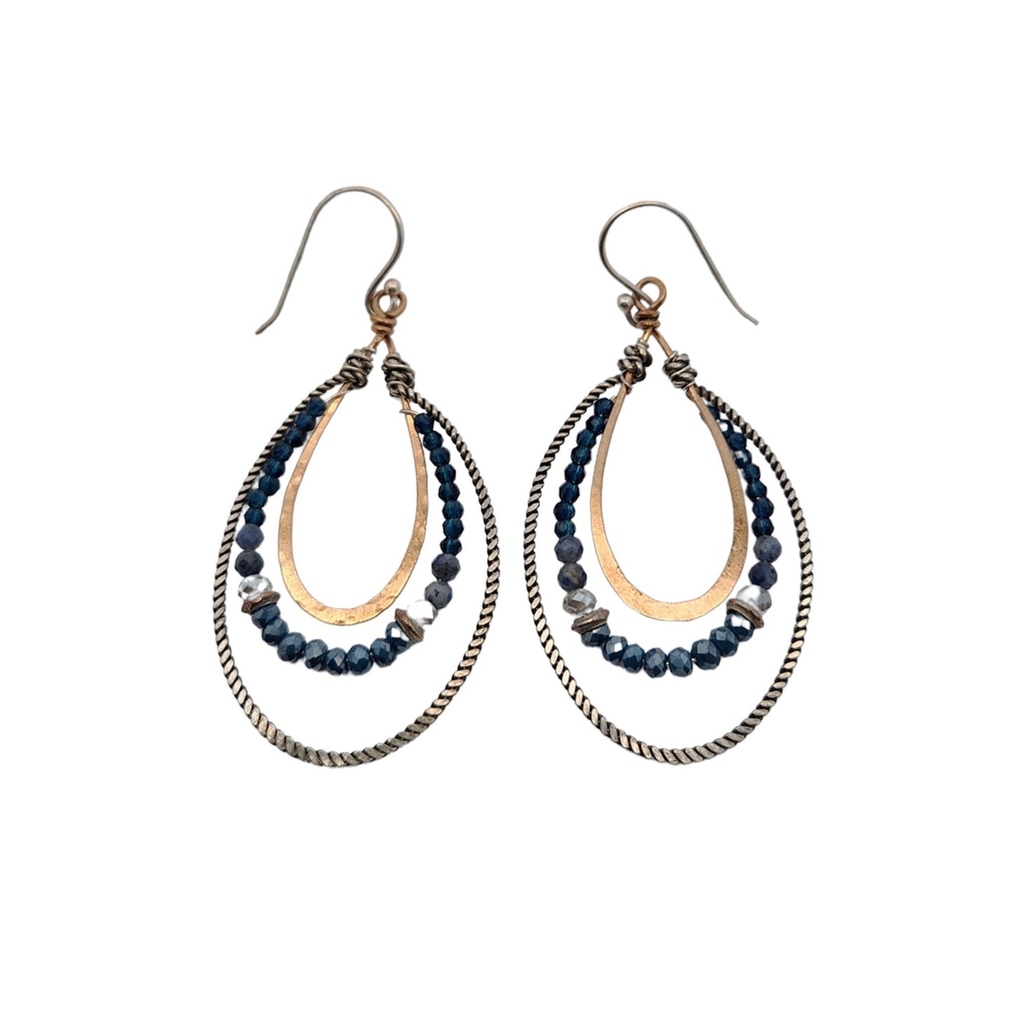 Mixed Metal Earrings with Faceted Beads