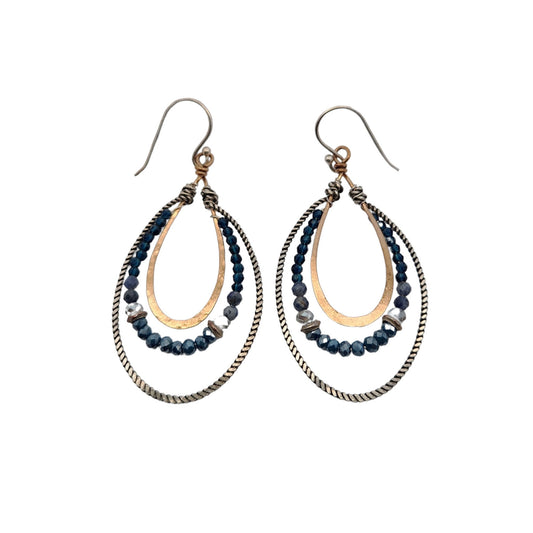 Mixed Metal Earrings with Faceted Beads