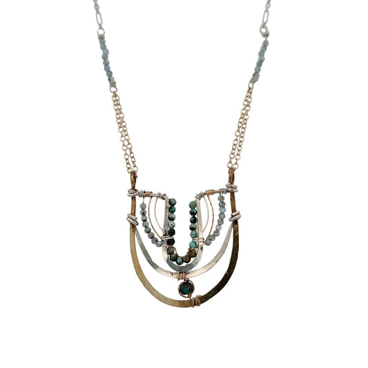 Mixed Metal Necklace with Faceted Beads