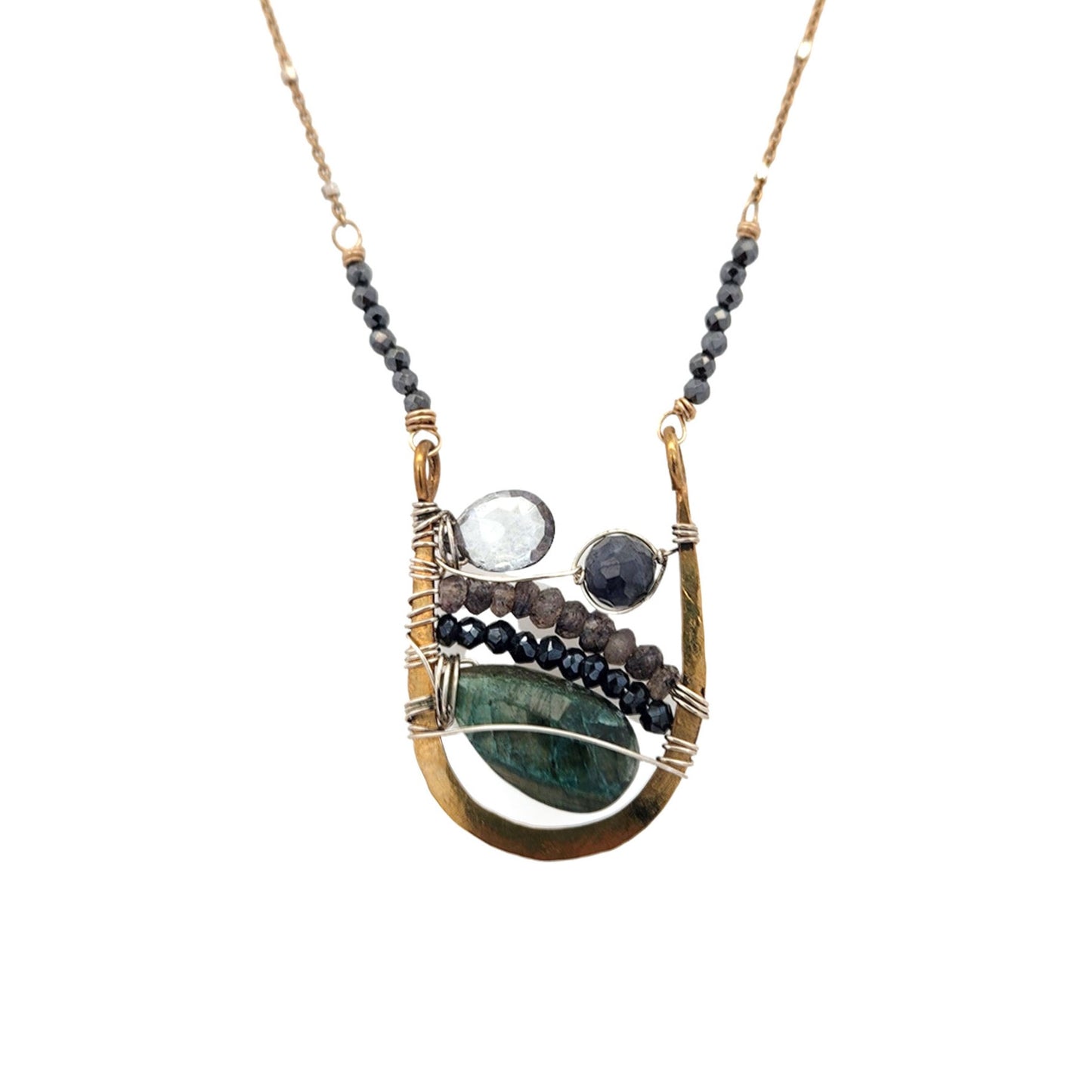 Mixed Metal wit Green Labradorite Necklace