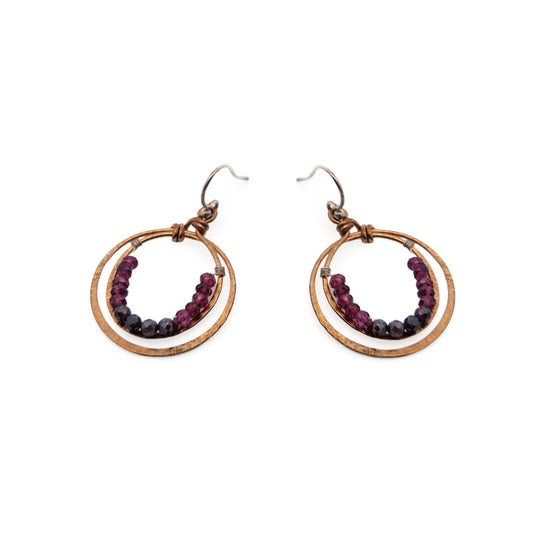 Mixed Metal Earrings with Garnet Beads