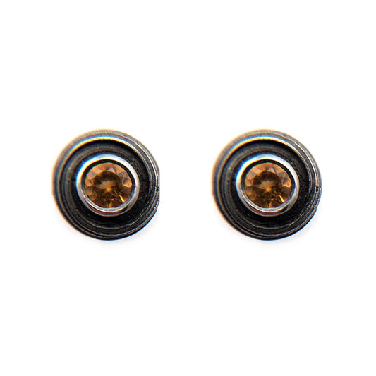 Mitsuro Oxidized Sterling Silver & Citrine Studs