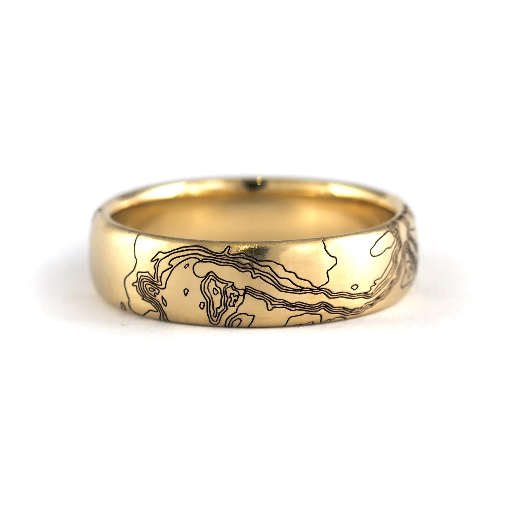 14k Yellow 5.5mm Wide Engraved Elevation Band of Niagara Falls