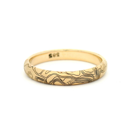 14k Yellow 3mm Wide Engraved Elevation Band
