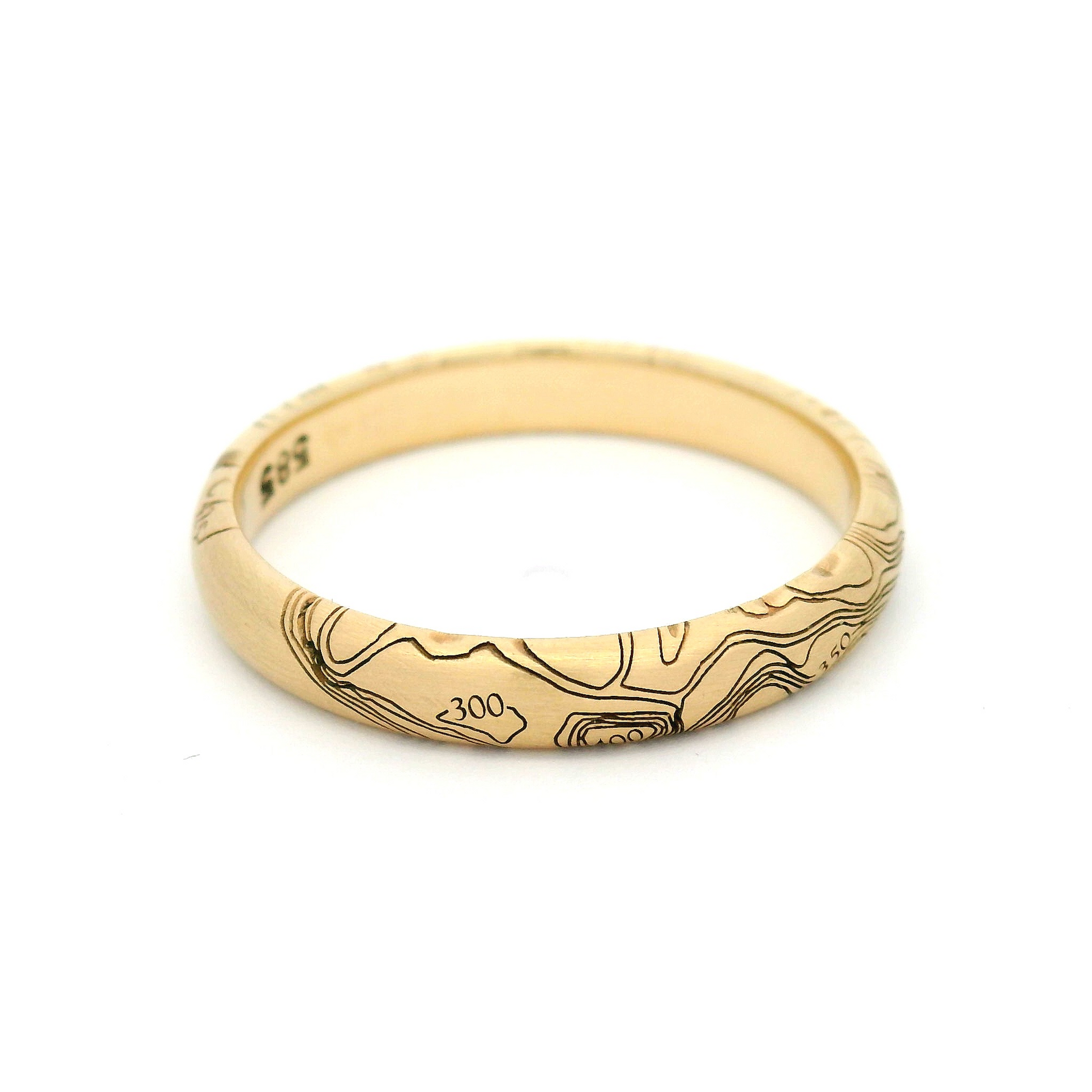 14k Yellow 3mm Wide Engraved Elevation Band