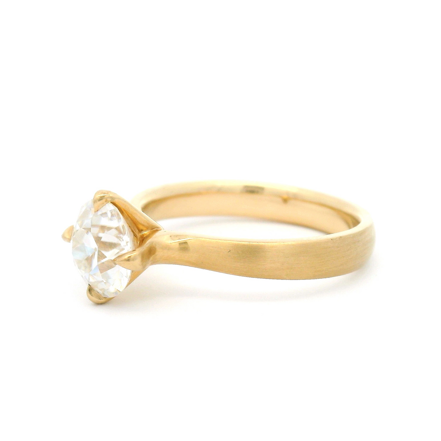 14k Yellow Solitaire with 7mm Old Euro Cut Moissanite