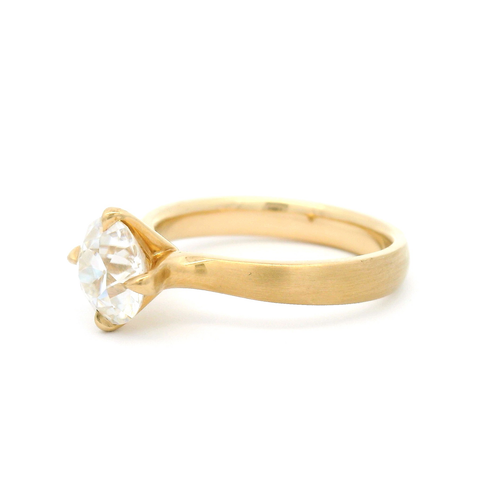 14k Yellow Solitaire with 7mm Old Euro Cut Moissanite