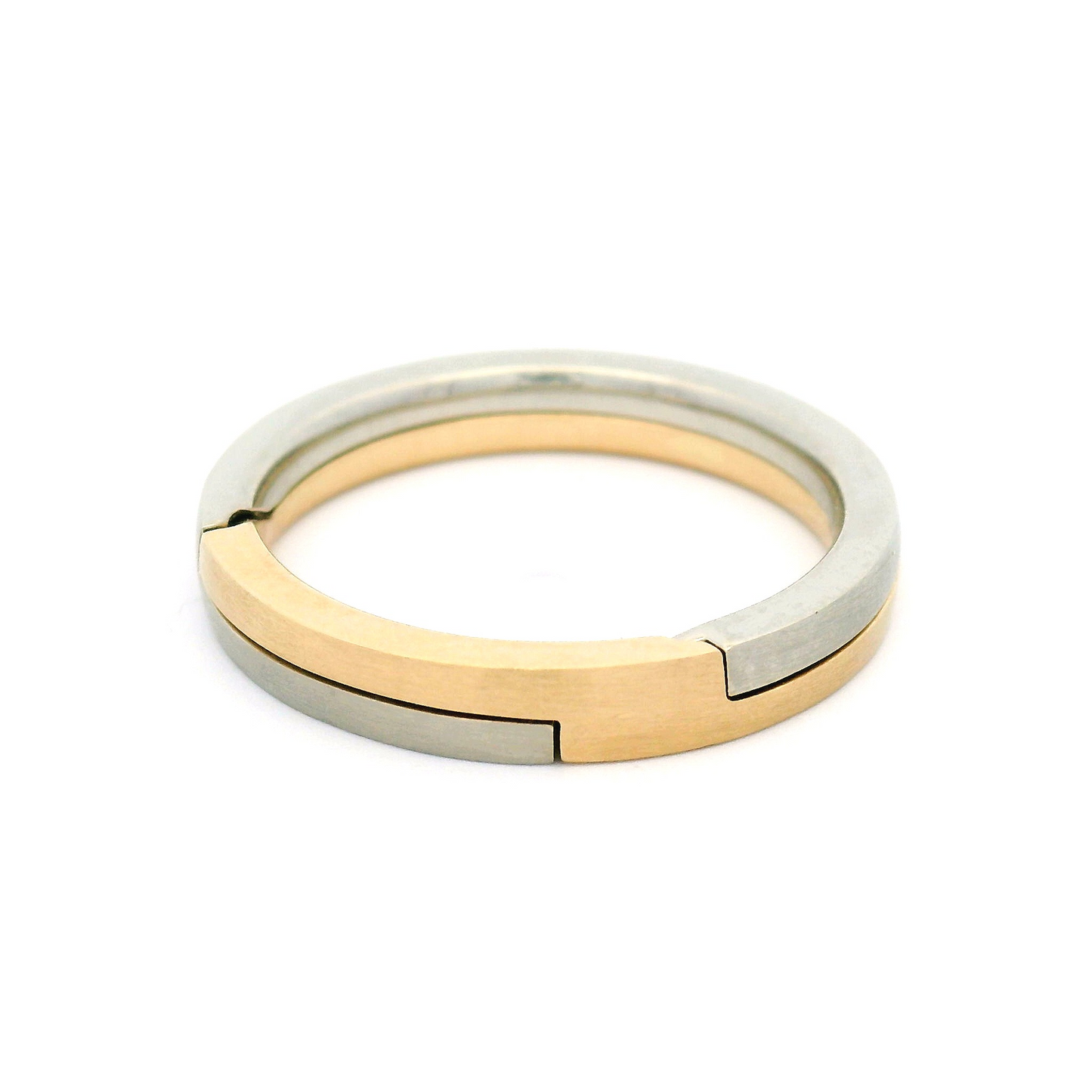 14k White and Yellow 3mm Wide Gimmel Puzzle Band