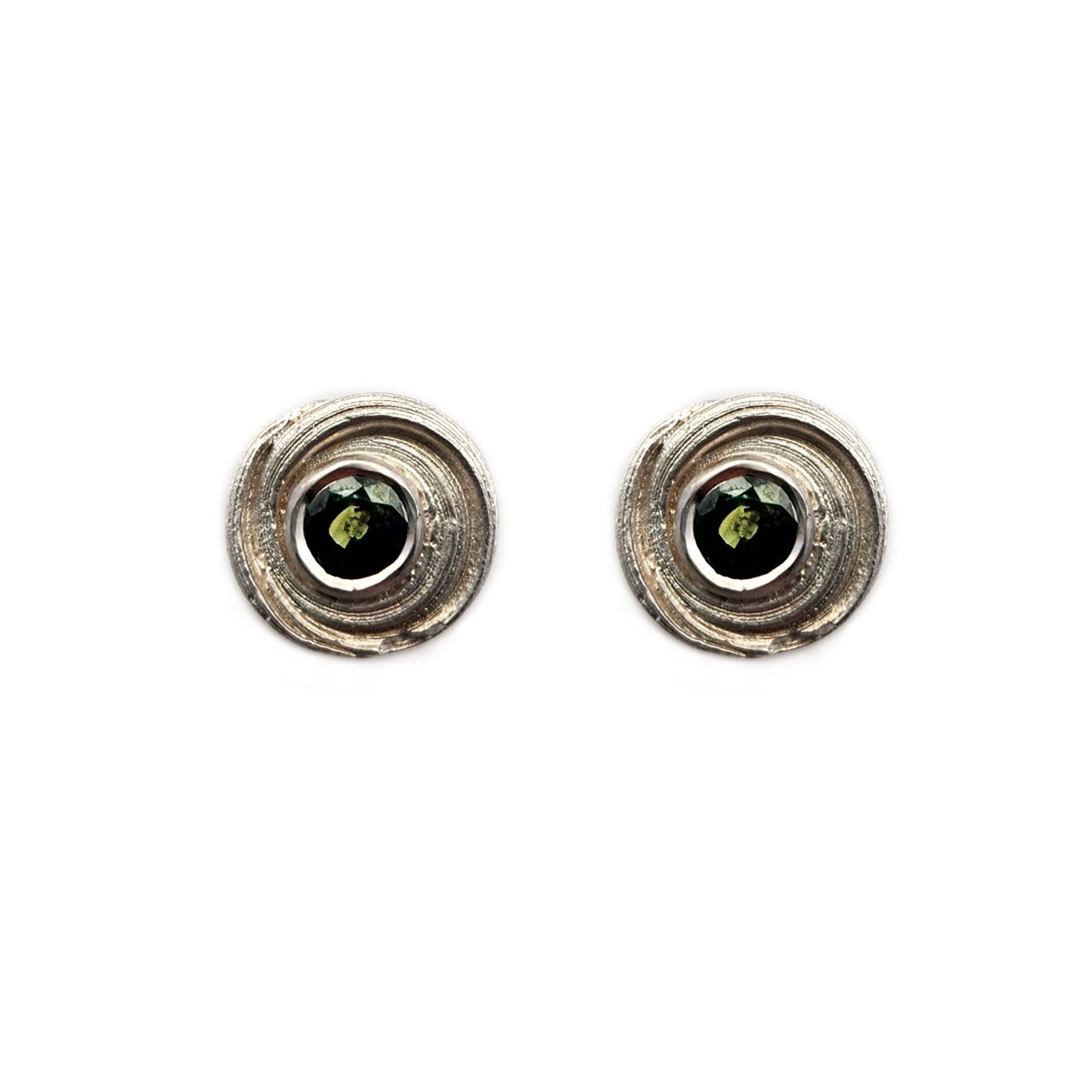 Mitsuro Sterling Silver & Green Sapphire Studs