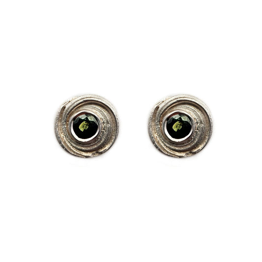 Mitsuro Sterling Silver & Green Sapphire Studs