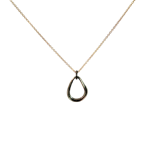Sterling Silver Teardrop Mitsuro Necklace on Gold-Filled Chain