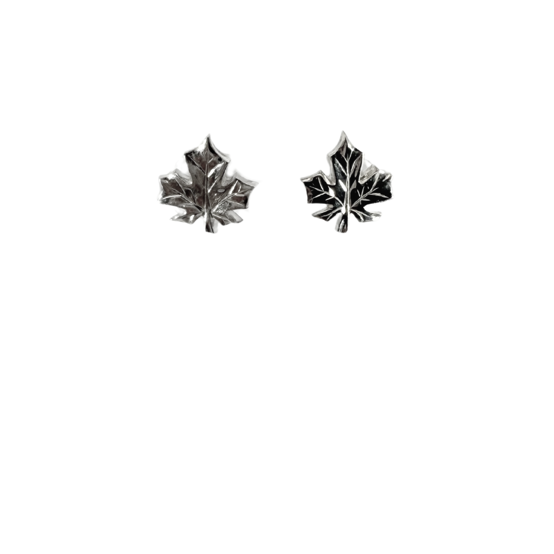 Sterling Silver Maple Leaf Studs