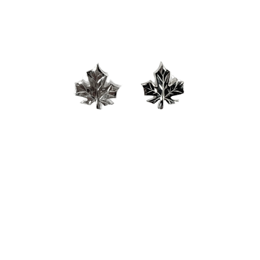 Sterling Silver Maple Leaf Studs