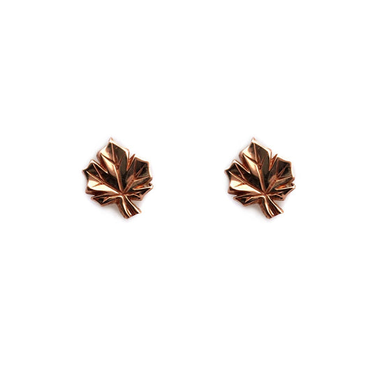 Rose Gold Maple Leaf Studs