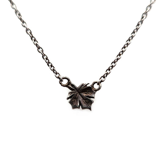 Oxidized Sterling Silver Maple Leaf Necklace