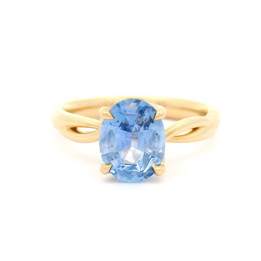 14k Yellow Solitaire with 1.78ct Blue Oval Sapphire