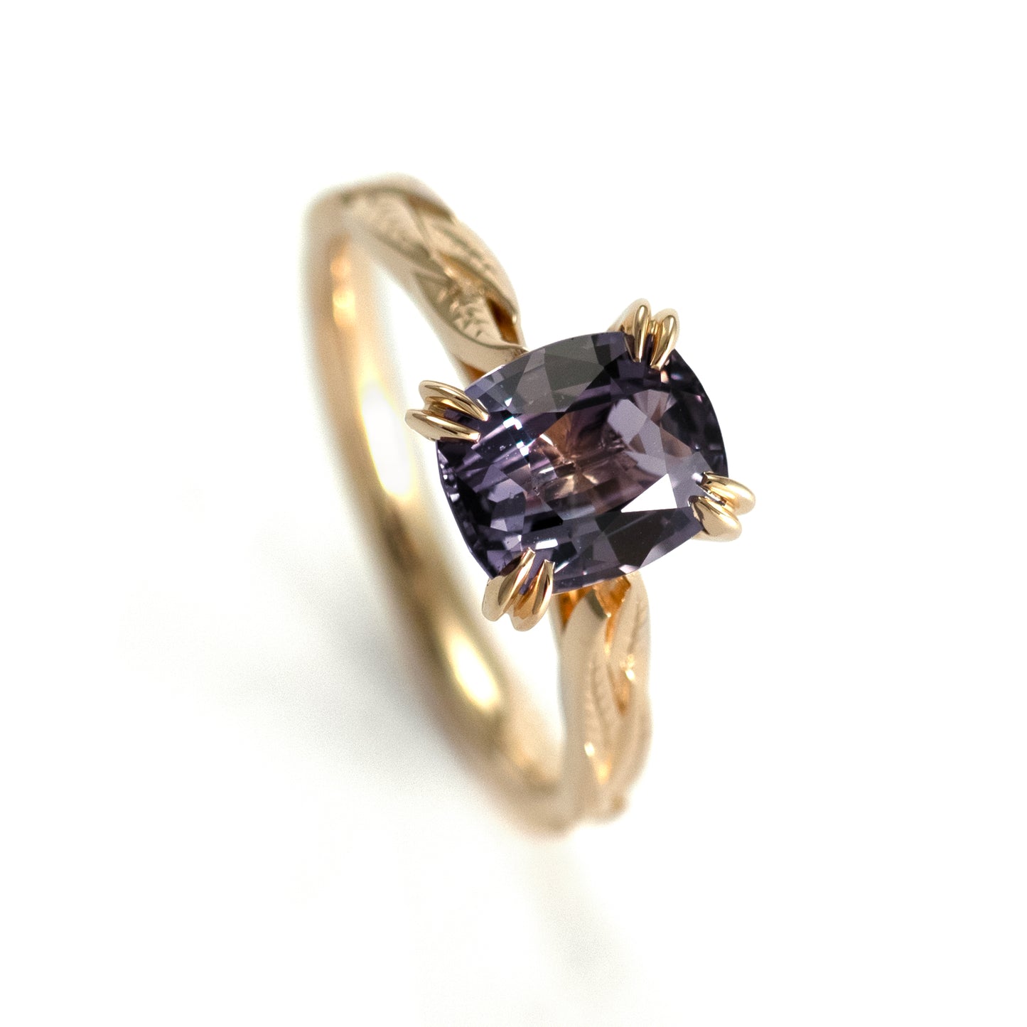14k Yellow Solitaire with 1.74ct Purple To Green Colour-Change Sapphire.  Showing purple in incandescent light.