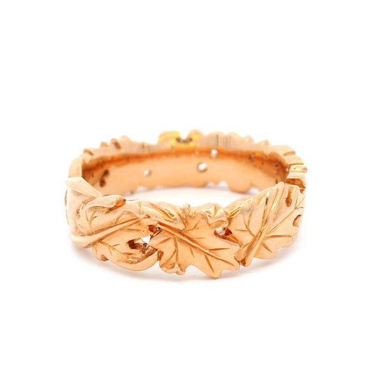 14k Rose Gold 6mm Wide Carved Sugar Maple Band