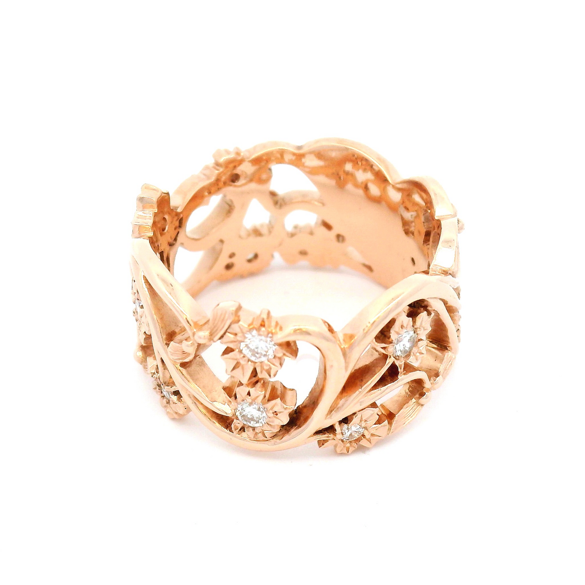 10k Rose Gold Maple Vine Band with 0.38cts Natural Diamonds