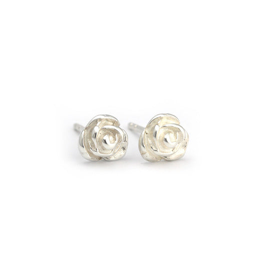 Sterling Silver Rose Stud Earrings