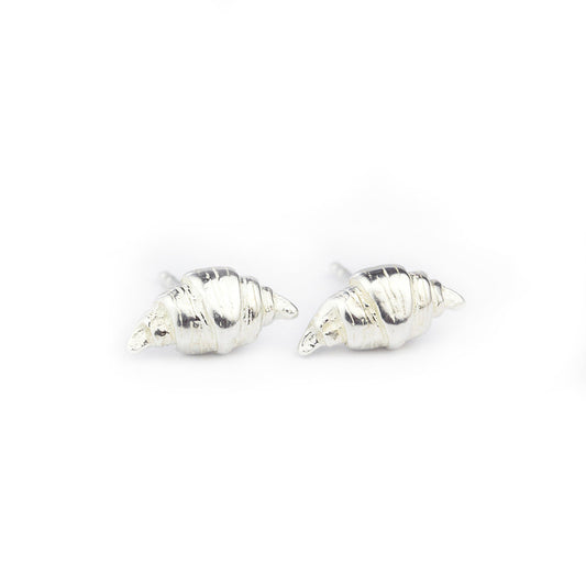 Sterling Silver Croissant Stud Earrings