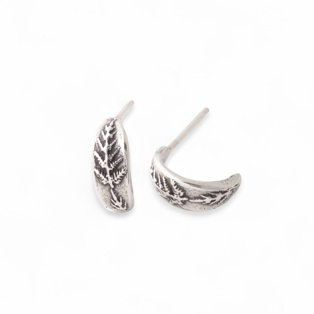 Sterling Silver Fern Huggy Earrings